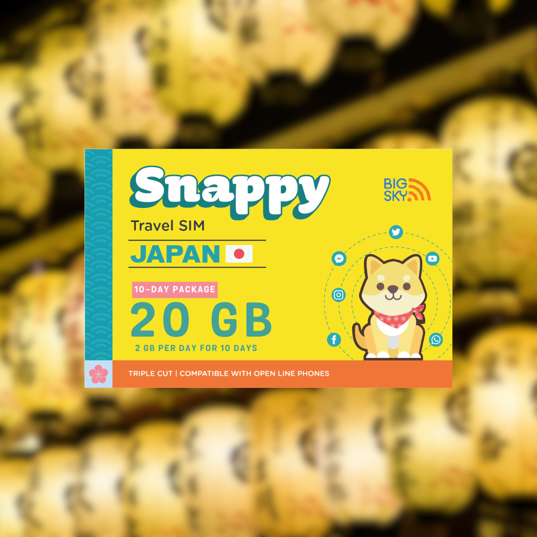 JAPAN TRAVEL SIM (Snappy Travel SIM Powered by Big Sky Nation)