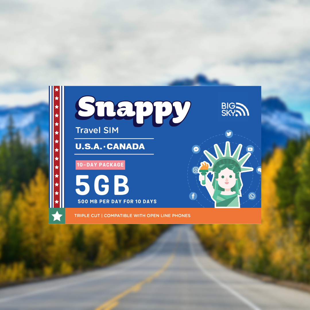 US-CANADA TRAVEL SIM (Snappy Travel SIM Powered by Big Sky Nation)