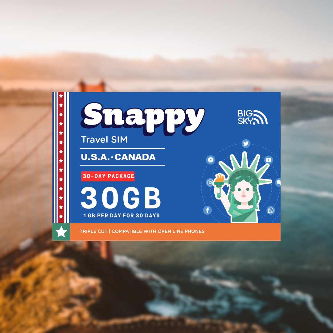US-CANADA TRAVEL SIM (Snappy Travel SIM Powered by Big Sky Nation)